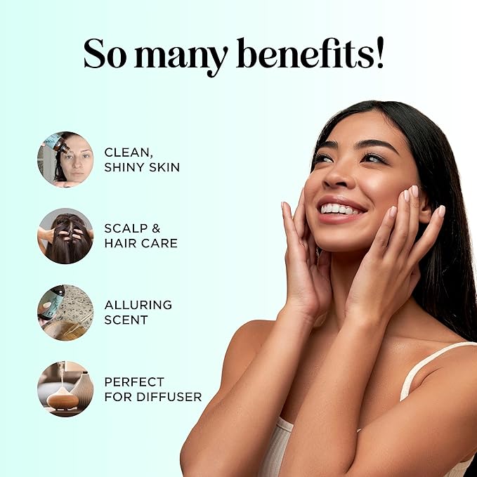 Pure Rosemary Essential Oil for Aromatherapy - Undiluted Rosemary Oil for Hair Skin and Nails - Essential Oil for Diffusers Plus Hair Oil for Enhanced Shine Cleansing and Dry Scalp Treatment