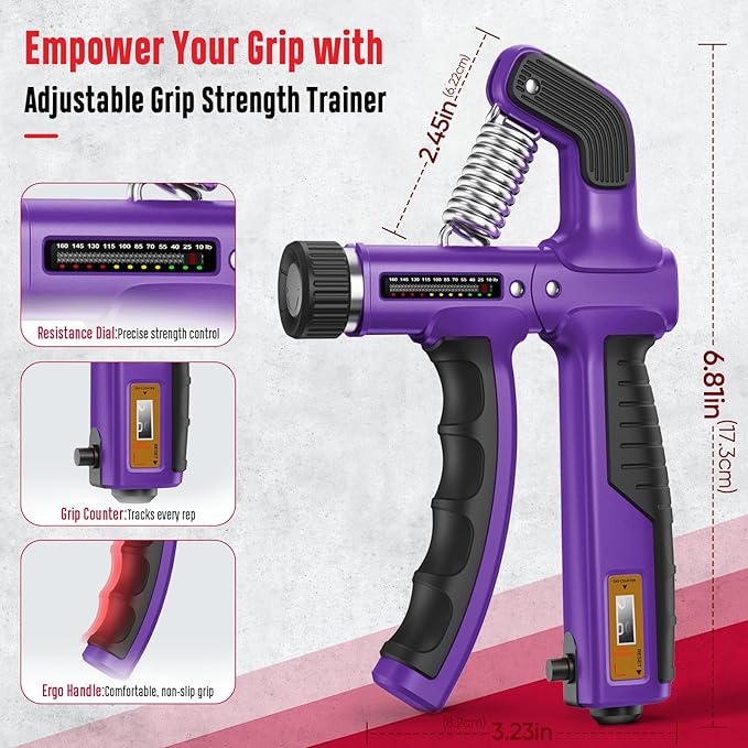 FitBeast Grip Strength Trainer, Hand Gripper Strengthener Kit - 6 Pack with Adjustable Resistance Forearm Strengthener, Forearm Exerciser and Massage Balls for Hand Therapy, Grip Training