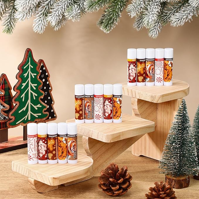 15pcs Christmas Peppermint Flavor Lip Balms Gift Bulk Candy Gingebread Hot Cocoa Cookie Cinnamon Flavor Lip Balm Favor Christmas Party Gift Stocking Stuffer for Coworker Staff Employee (Sweet)