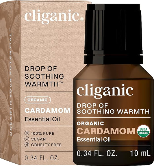 Cliganic Organic Cardamom Essential Oil - 100% Pure Natural for Aromatherapy Diffuser | Non-GMO Verified