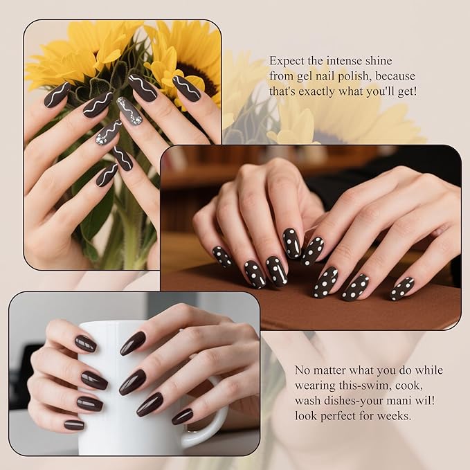 Artdone Gel Nail Polish Hema-free Solid Color Ebony Color For All Seasons Neutral Soak Off LED Lamp Needed For Manicure Nail Art