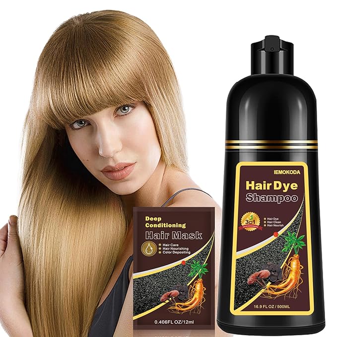 Blonde Brown Hair Color Shampoo for Women and Men, Instant Brown Hair Dye Shampoo 3 in 1, Shampoo Hair Dye Works in Minutes, Long Lasting Brown Hair Shampoo