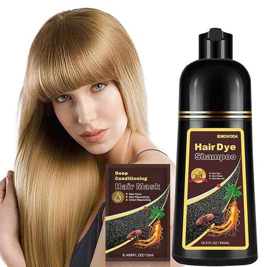 Blonde Brown Hair Color Shampoo for Women and Men, Instant Brown Hair Dye Shampoo 3 in 1, Shampoo Hair Dye Works in Minutes, Long Lasting Brown Hair Shampoo