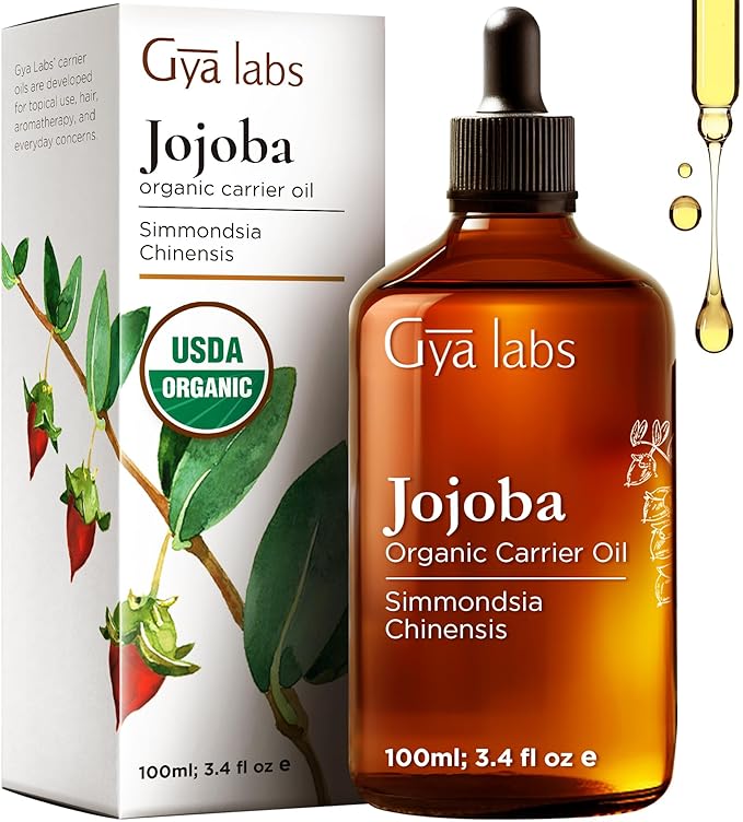 Gya Labs Jojoba Carrier Oil - 3.4 Fl Oz - for Hair, Skin, Face, Scalp & Body Massage