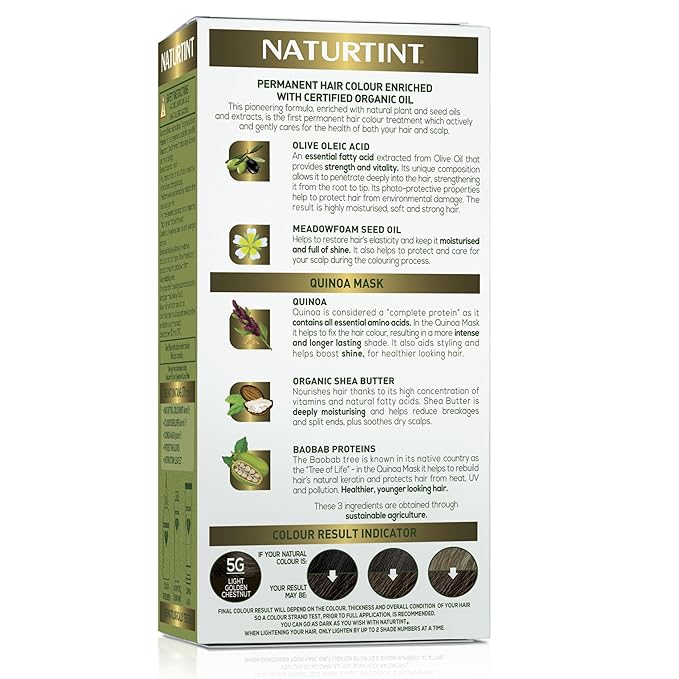 Naturtint 5G Light Golden Chestnut Permanent Hair Color (Pack of 1), Ammonia Free, Vegan, Cruelty Free, up to 100% Gray Coverage, Long Lasting Results (Packaging may vary)