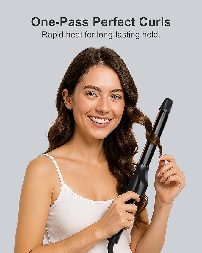 1 Inch Curling Iron, Titanium Ceramic Hair Curler, Fast Heating Curling Wand with 8 Heat Settings with LED Display for All Hair Types Dual Voltage 110-240V for Travel