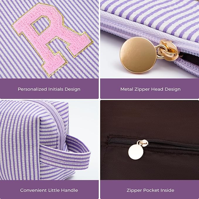 Personalized Anniversary Wife's Birthday Gifts,Mothers Day Gifts for Women,Wife Gifts from Husband,Cool Birthday Gifts for Wife,Makeup Bag Set Cosmetic Bag for Teen Girls - Lavender,R