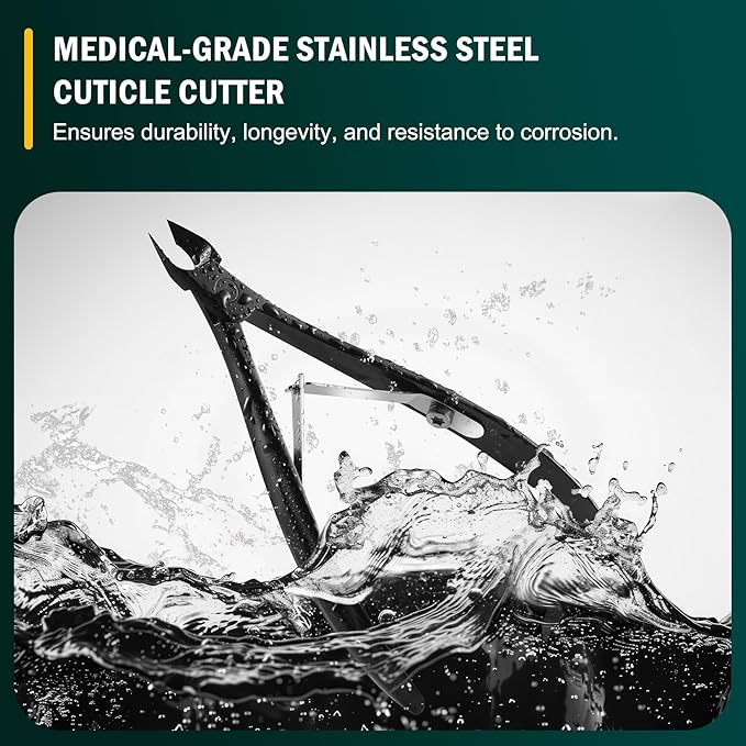 FVION 4mm Jaw Professional Cuticle Nippers, Salon-Quality Trimmers for Precision Nail Care, Premium Stainless Steel Clipper Remover Tool - Black