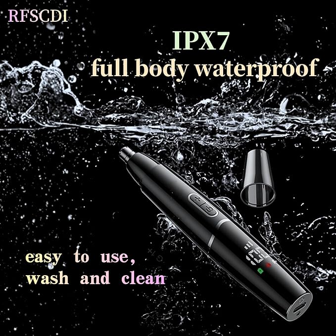 5-in-1 Rechargeable Nose & Ear Hair Trimmer - IPX7 Waterproof Dual Edge Grooming Kit for Men & Women, Perfect for Hair Removal of Nose, Eyebrows, Beard, Bikini, and Facial Hair (Black)