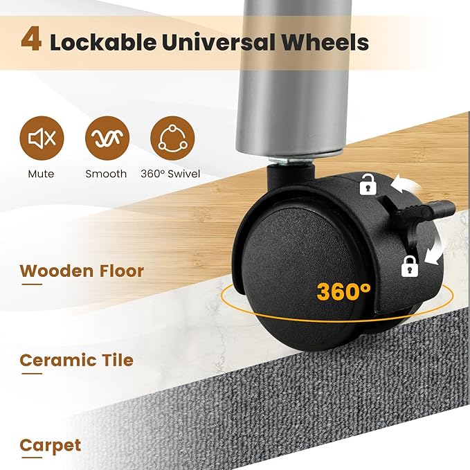 WELLHUT Manicure Table Portable Nail Table Desk with LED Nail Lamp, Elctric Dust Collector, Wrist Rest, Lockable Wheels, Folding Manicure Station for Nail Techs with Carry Bag