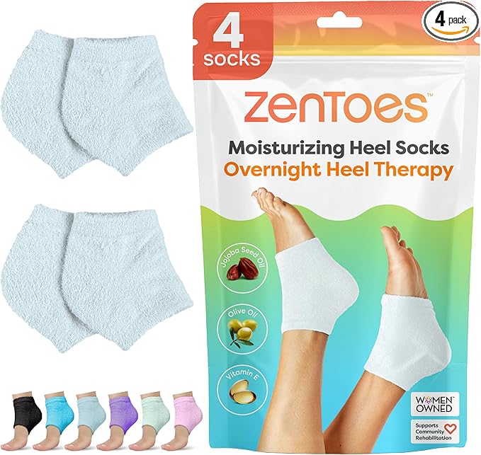 ZenToes Moisturizing Fuzzy Sleep Socks with Vitamin E, Olive Oil and Jojoba Seed Oil to Soften and Hydrate Dry Cracked Heels (Regular, Slate)2 Pair (Pack of 1)