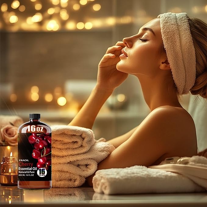 Cherry Essential Oil, Cherry Oil 16 Fl Oz 480 ML for Diffuser Humidifier Yoga Cleaning DIY Candle Soap Making Perfume Gift for Women Essential Oils