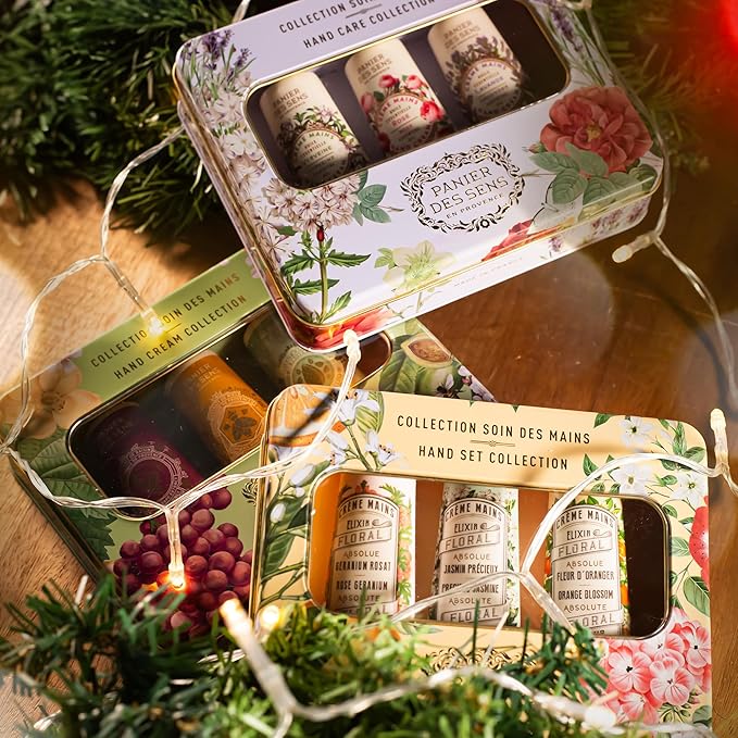 Panier des Sens - Mini Hand Cream Set - Birthday, Gifts for Women - Almond, Honey, Grape Natural Hand Cream - Gift Ideas Made in France - 97% Natural - Hand Lotion Travel Size 3x1 Floz