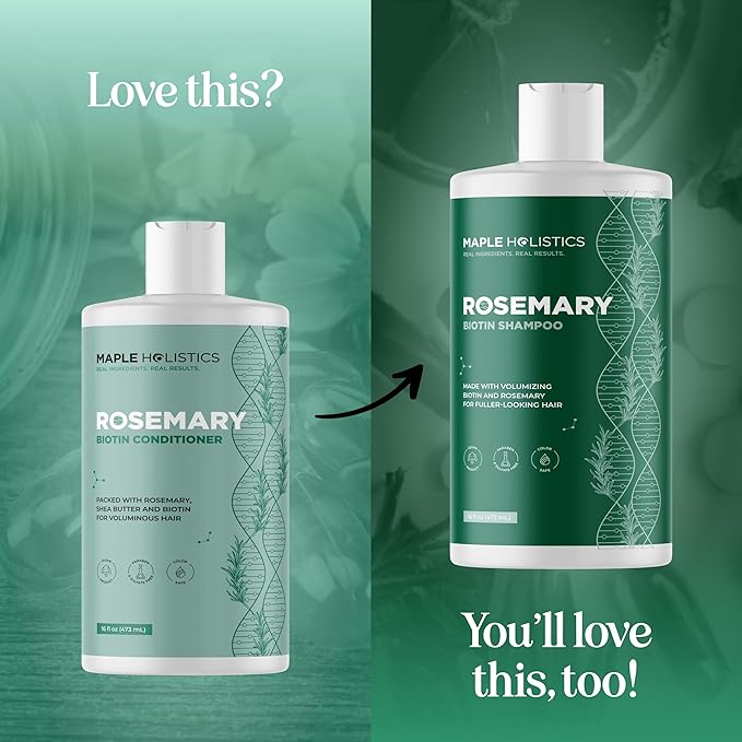 Biotin Rosemary Conditioner for Thinning Hair - Vegan Rosemary Biotin Conditioner with Volumizing Plant Proteins & B Vitamins for Fine Weak & Dull Hair - Sulfate Paraben & Silicone Free (16 Fl Oz)