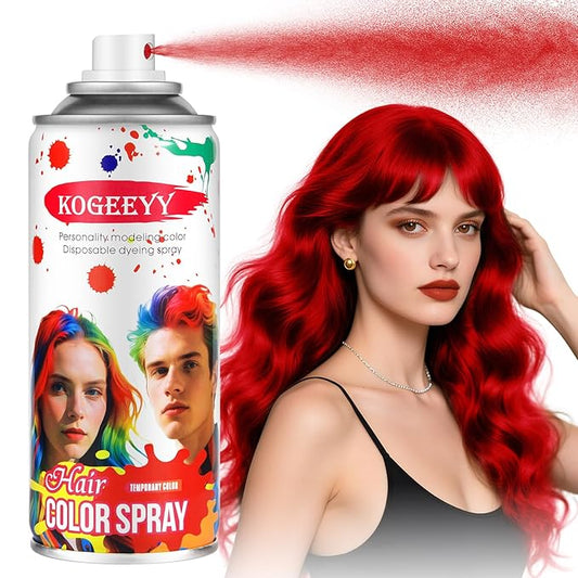 Temporary Hair Color Spray for Kids Women,One-Time Use Red Hair Spray, Washable Temporary Hair Dye, Natural Hair Color Wax, Non-sticky Hair Spray for Cosplay, Party, Christmas, Halloween(Red,4.06Oz)