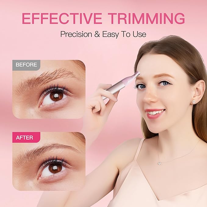 Nose Hair Trimmer for Women 3in1 Facial Hair Removal Trimmers- Rechargeable, Waterproof, Portable with Travel Bag- Trims Nose, Ear, Eyebrow, Peach-Fuzz, Lips, Chin Face Hair Remover (Pink)