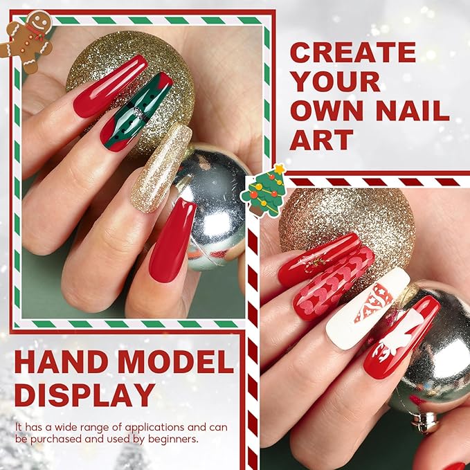 COSCELIA Christmas Gel Nail Polish kit with U V Light Starter Kit 10 Colors Gel Polish Top Base Coat Glitter Decorations Nail Art Gel Manicure Kit DIY Gifts for Women Teens
