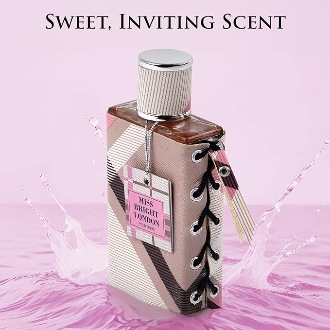 Miss Bright London Eau De Parfum for Women - Sweet, Elegant & Fruity Scent - Top Notes of Green Lime & Icy Pear - Base Notes of Vanilla, Amber, Mahogany & Balsamic Tonka Bean - Elegant 100ml Bottle