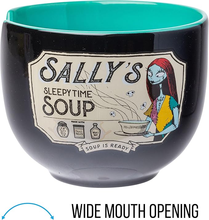 Silver Buffalo Disney Nightmare Before Christmas Sally's Sleepy Time Soup Ceramic Ramen Noodle Rice Bowl with Chopsticks, Microwave Safe, 20 Ounces
