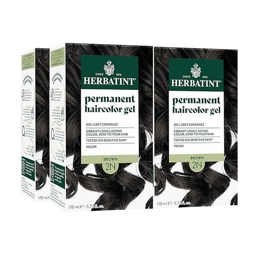Herbatint Permanent Hair Dye For Women - 2N Brown - For Up To 100% Gray Coverage of Resistant Gray Hair - Ammonia-Free, Alcohol-Free & Vegan - Salon Influenced Hair color 5.75 fl oz (4 Pack)