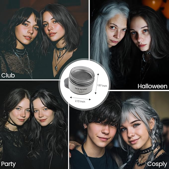 Black Temporary Hair Color Wax - SOVONCARE Washable Gray Hair Dye for Men & Women, All-Day Hold Disposable Hair Styling Clays for Party, Cosplay & Daily 4.23 oz