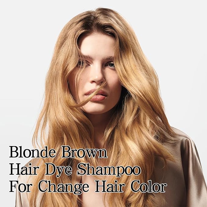 Hair Dye Shampoo 3 in 1, Blonde Brown Hair Dye, Hair Color for Gray Hair Coverage, Shampoo for Color Treated Hair, Easy at Home Application for Men & Women 16.9 Fl Oz (Blonde Brown)