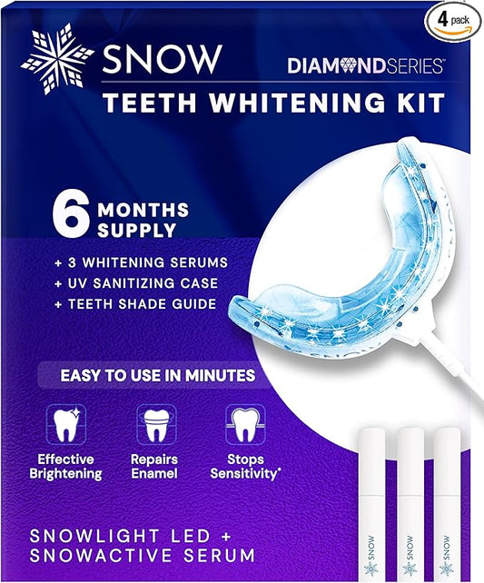 Snow Teeth Whitening Kit - Snow Teeth Whitening Serum and LED Mouthpiece Whitener, Formulated with Hydroxyapatite, Good for 6 Months - Wired Kit with 3 Wands