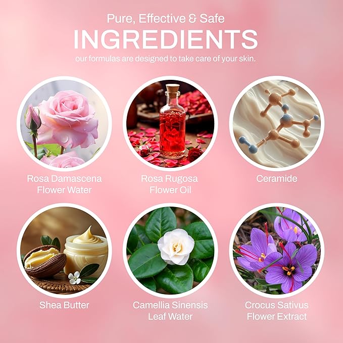 PAMMI Rose Water Lotion for Women & Men 50ml / 1.7oz – Hydrating Hand & Body Moisturizer for Dry Skin, Mini Travel Size Lotion, Body Care, Travel Lotions for Soft, Smooth Skin - 2 Pack