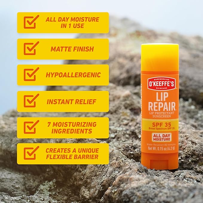 O'Keeffe's Lip Repair SPF 35 Lip Balm - Stick (1 Pack) - Sun-Safe Moisturizer for Extremely Cracked, Dry Lips