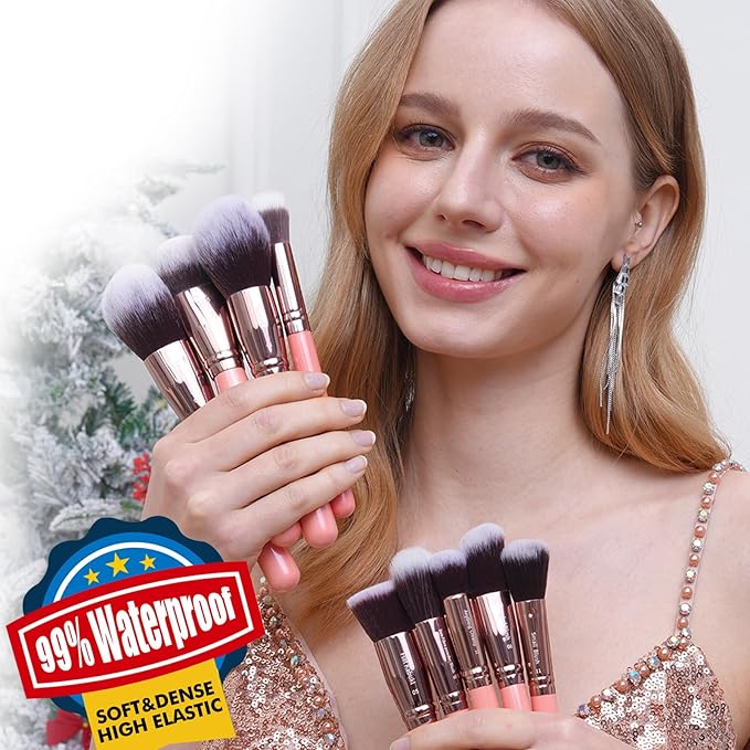 Bueart Design Labeled 30Pcs Professional Deluxe Makeup Brushes set with Extra large holder case for Foundation Face Blending Blush Concealers Eyeshadow