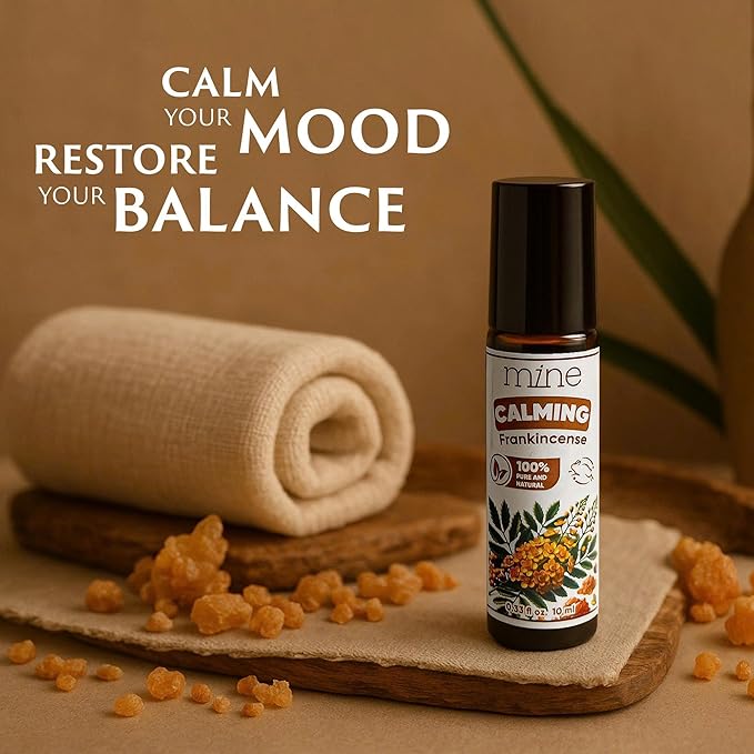 Mine Frankincense Essential Oil Roll On, Frankincense Oil, Calming Essential Oil Rollerball for Skin