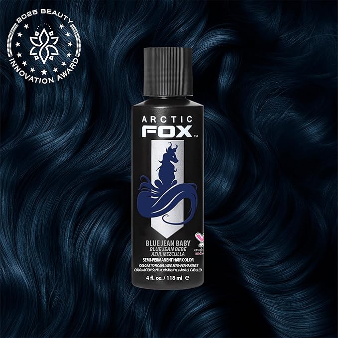 Arctic Fox Semi-Permanent Hair Dye, Vegan & Cruelty-Free, Conditioning, Ammonia-Free, Peroxide-Free, Blue Jean Baby, Long-Lasting Color, For All Hair Types, 4 fl oz (Pack of 2)