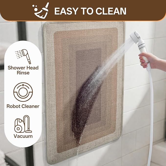 Non Slip Bath Mat Bathroom Rugs, Quick Dry Super Absorbent Washable Shower Bath Mats, Rubber Backing Ultra Thin Bathroom Rug Fit Under Door, Brown 24x36