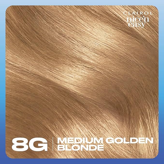 Clairol Nice'n Easy Permanent Hair Dye, 8G Medium Golden Blonde Hair Color, Pack of 3
