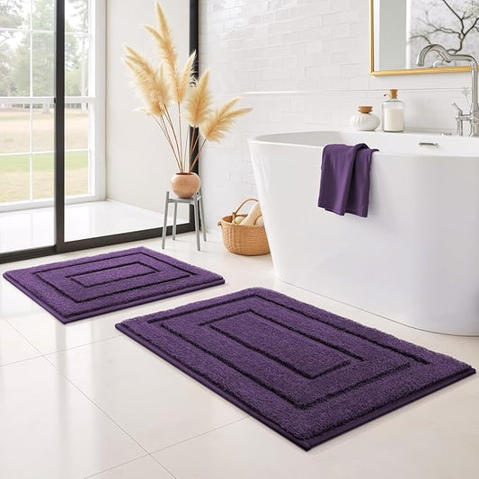 GRANNY SAYS Bathroom Rugs Sets 2 Piece,Soft Bath Mats for Bathroom, Bath Rugs Non Slip Washable, Absorbent Bath Rug for Tub, Shower and Toilet, Bath Mat Set (Purple, 20" x 32" + 16" x 24")