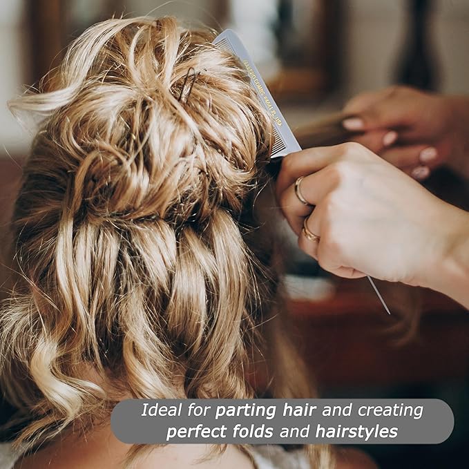 Allegro XL Pintail Rat Tail & Parting Combs - Metal Tail Foiling & Pin Combs for Stitch Braids - 2 Pc. (Gray)