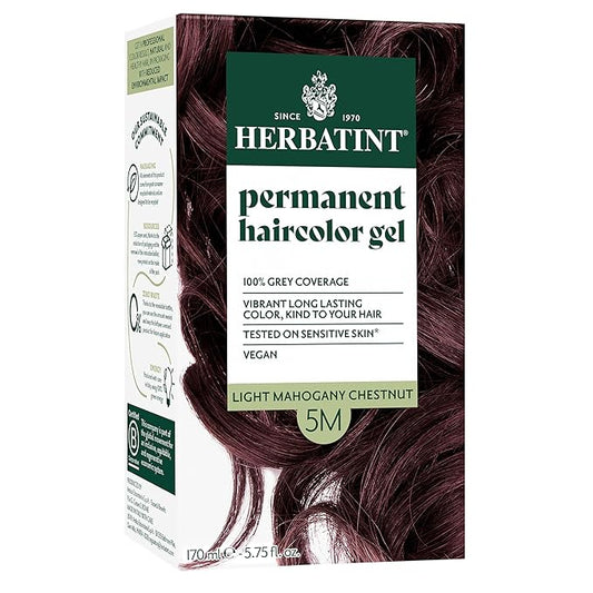 Herbatint Permanent Hair Dye For Women - 5M Light Mahogany Chestnut - For Up To 100% Gray Coverage of Resistant Gray Hair - Ammonia-Free, Alcohol-Free & Vegan - Salon Influenced Hair Color 5.75 fl oz
