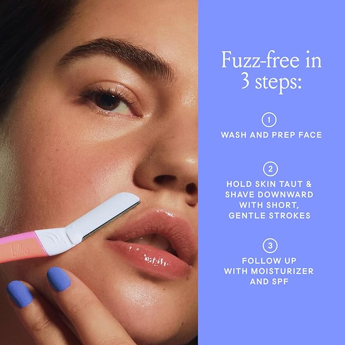 Billie - Dermaplane Starter Kit - Reusable Handle + 3 Refill Blades - Remove Facial Hair + Perfectly Shape Brows - Dermatologist-Approved - Malibu