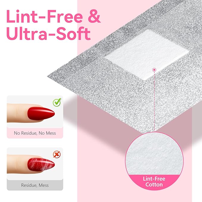Makartt Nail Polish Remover Soak off Foils – Gel Polish Remover Foil Nail Wraps with 1.18 inch Pre-attached Lint Free Larger Cotton Pads for Gel Nail Removal at Home or Salon(100 Pcs)