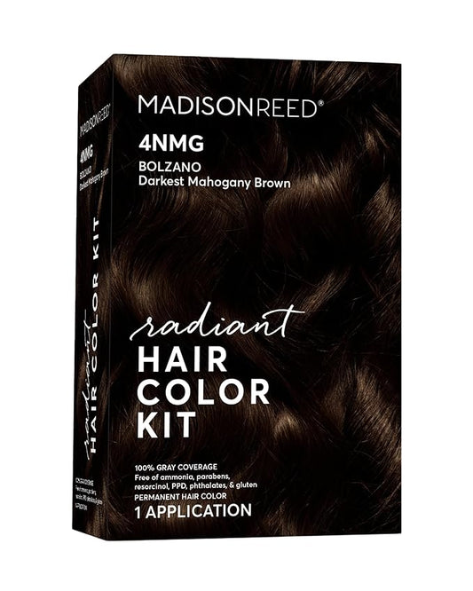 Madison Reed Radiant Hair Color Kit | 4NMG Darkest Chocolate Brown with Warm Mahogany Tones (Bolzano) for 100% Gray Hair Coverage | Dimensional Permanent Hair Dye | PPD-Free & Ammonia-Free | 1 Pack