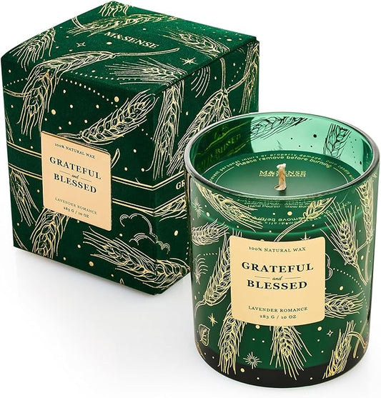 M&SENSE Holiady Scented Candle Gift for Women and Men - Lavender Scent, 10 oz Soy Wax, Gift for Thanksgiving, Mother's Day, Father's Day, and Teacher