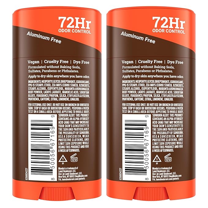 Mando Whole Body Deodorant For Men - Smooth Solid Stick - 72 Hour Odor Control - Aluminum Free, Baking Soda Free, Skin Safe - 2.6 Ounce (Pack of 2) - Cedar Grove