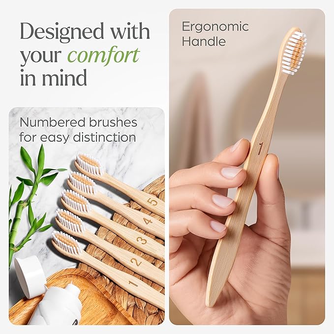Bamboo Toothbrushes 30 Pack - BPA Free Soft Bristles Toothbrushes, Eco-Friendly, Natural Wooden Toothbrush