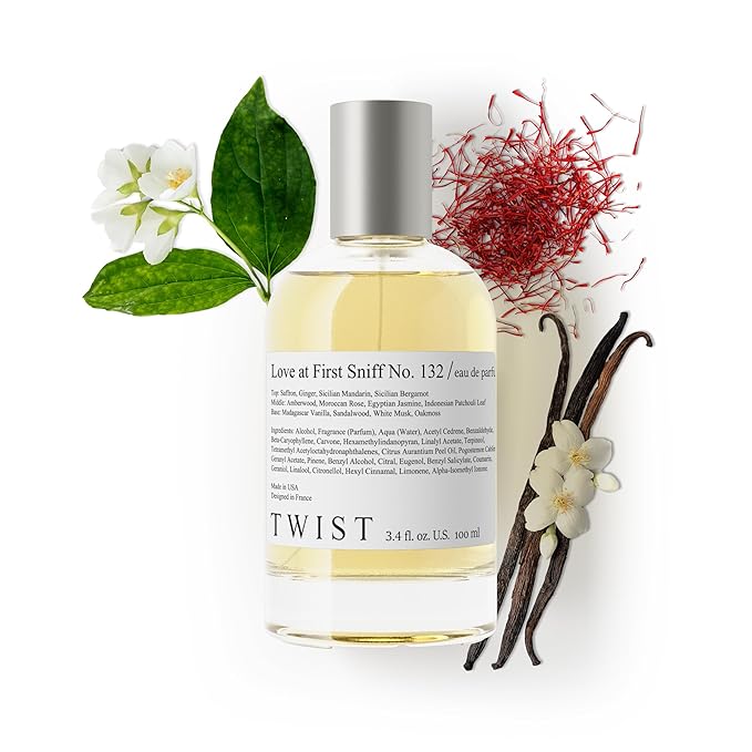 Twist Love at First Sniff No. 132 - Inspired by Manc. Instant Crush, Long-Lasting Perfume for Women & Men, Vegan, Clean Ingredients, Saffron & Amber Fragrance – Spray 100 ml | 3.4 fl. oz.