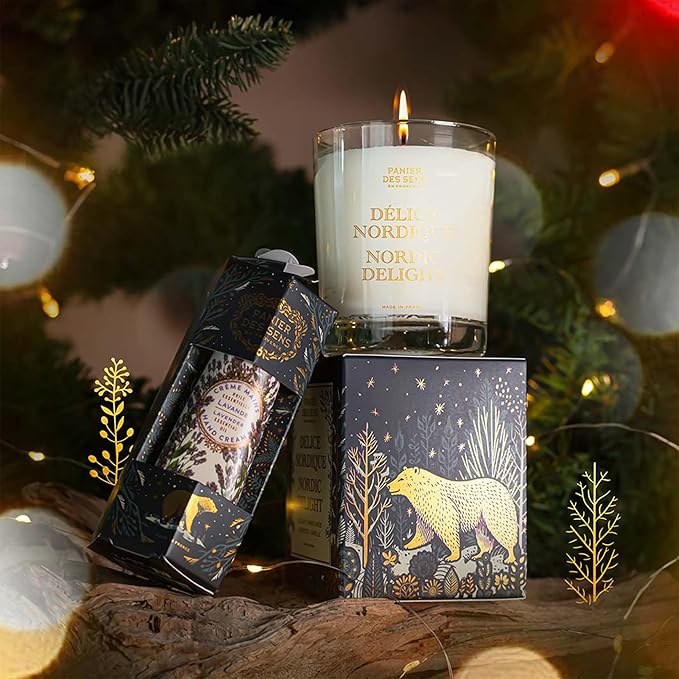 Panier des Sens - Christmas Limited Edition - Lavender Mini Hand Cream for Dry & Cracked Hands - 97% Natural Ingredients - Shea Butter & Olive Oil - Nourishing Hand Care Gift - Travel Size 1 Fl Oz