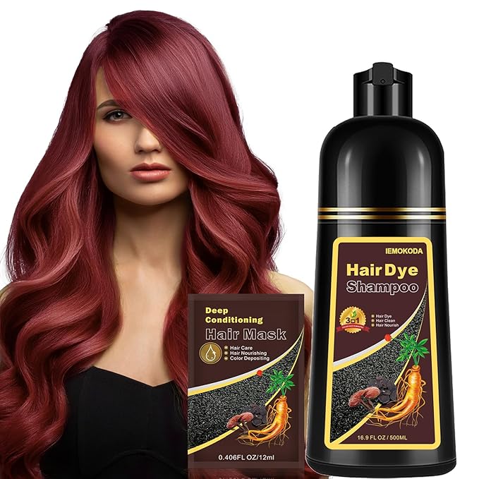 Fvquhvo Wine Red Hair Dye Shampoo 3 in 1 - 16.9 fl oz / 500 ml