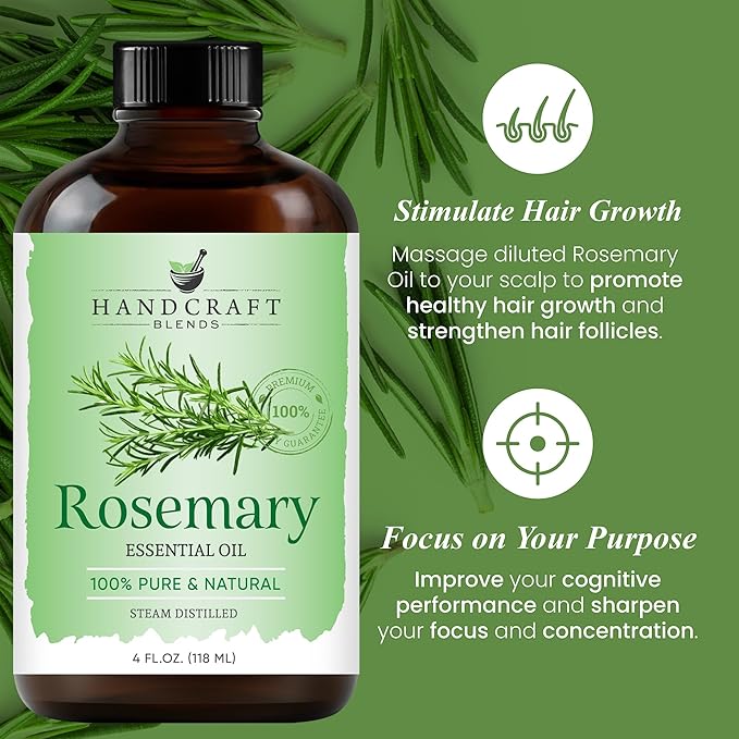 Handcraft Blends Rosemary Essential Oil – Huge 4 Fl Oz – 100% Pure and Natural – Premium Grade Essential Oil for Diffuser and Aromatherapy, Skin, Massage, Candle and Soap Making Fragrance