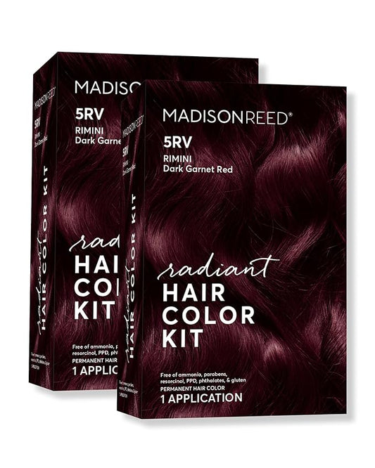 Madison Reed Radiant Hair Color Kit | 5RV Dark Garnet Red with Vibrant Red Violet Tones (Rimini Garnet) Vivid Color-Enhancing Salon-Quality Permanent Hair Dye | PPD-Free & Ammonia-Free |2 Pack