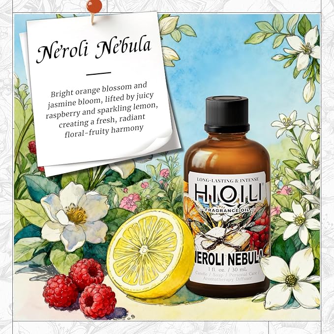 HIQILI Neroli Nebula Fragrance Oil, Woman Scented Oil for Making Candles, Soap, Lotion & Home Fragrance, Long Lasting Scent - 1 Fl Oz