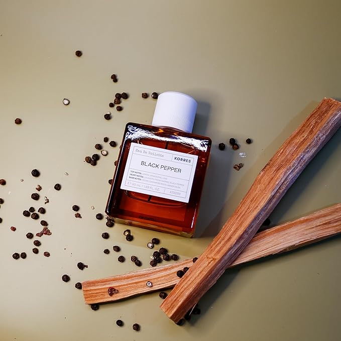 KORRES Eau De Toilette, Black Pepper Fragrance Spray With Lemon, Mandarine & Lime Notes, Lavandin Heart, Cedarwood, Cashmere & Amber Musk Base, Woody Spicy Scent For Women And Men, 1.69 Fl Oz